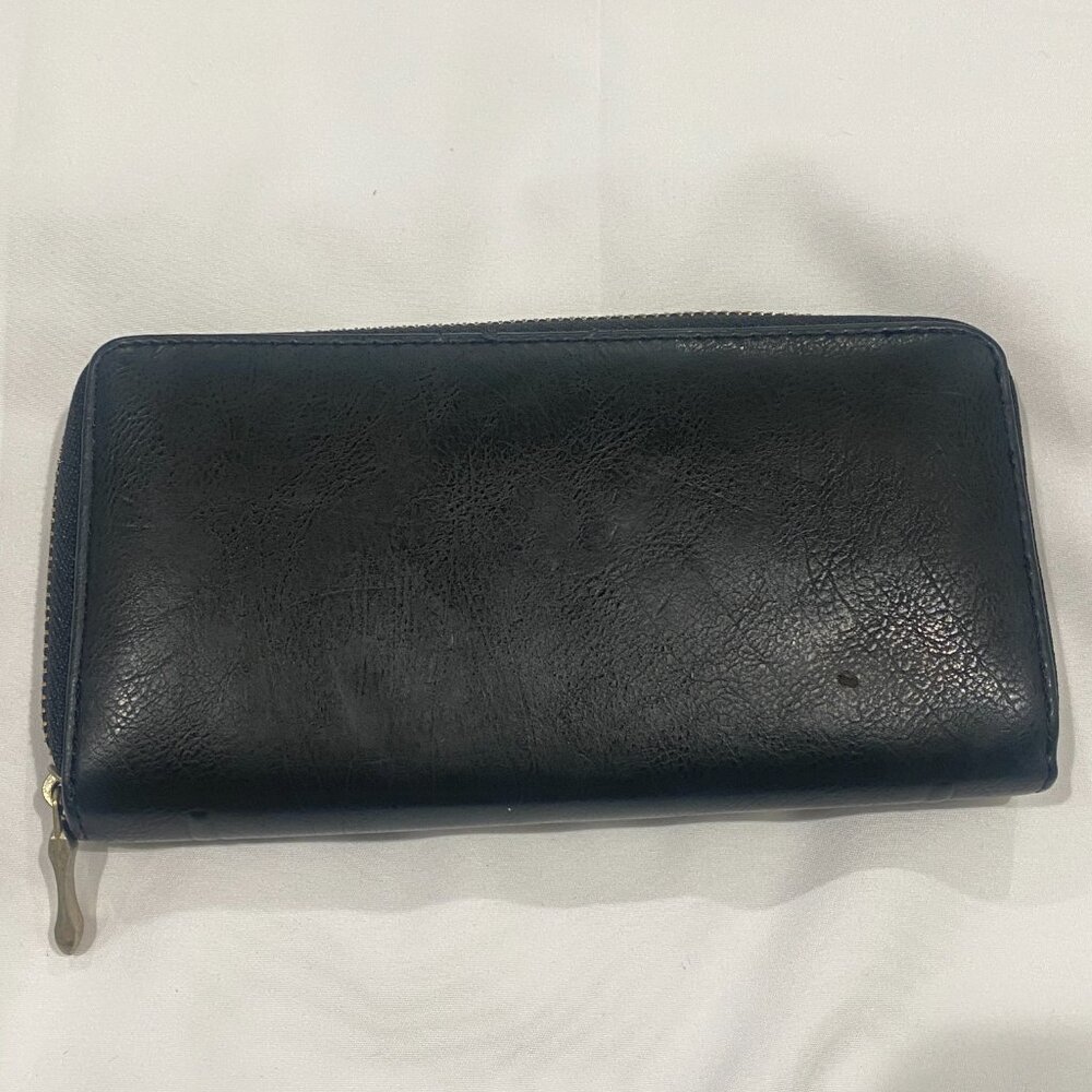 Unbranded Zip Around Wallet Geo Embossed Minimalist Black Clutch One Size - Picture 3 of 6